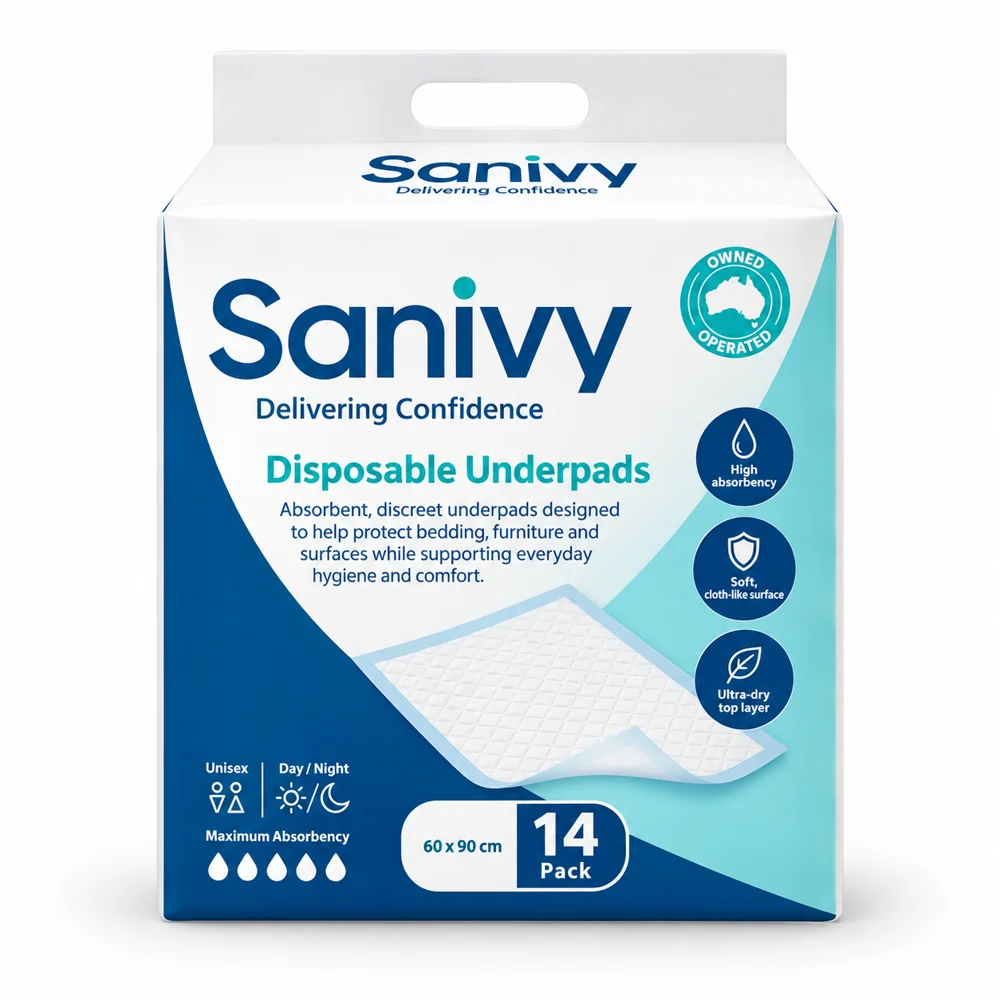60 × 90 cm protective underpads · 6 packs of 14